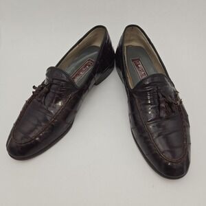 Eiffel Myung Dong Ostrich Leg Tassel Loafers Men's 9.5 Exotic Leather Shoes